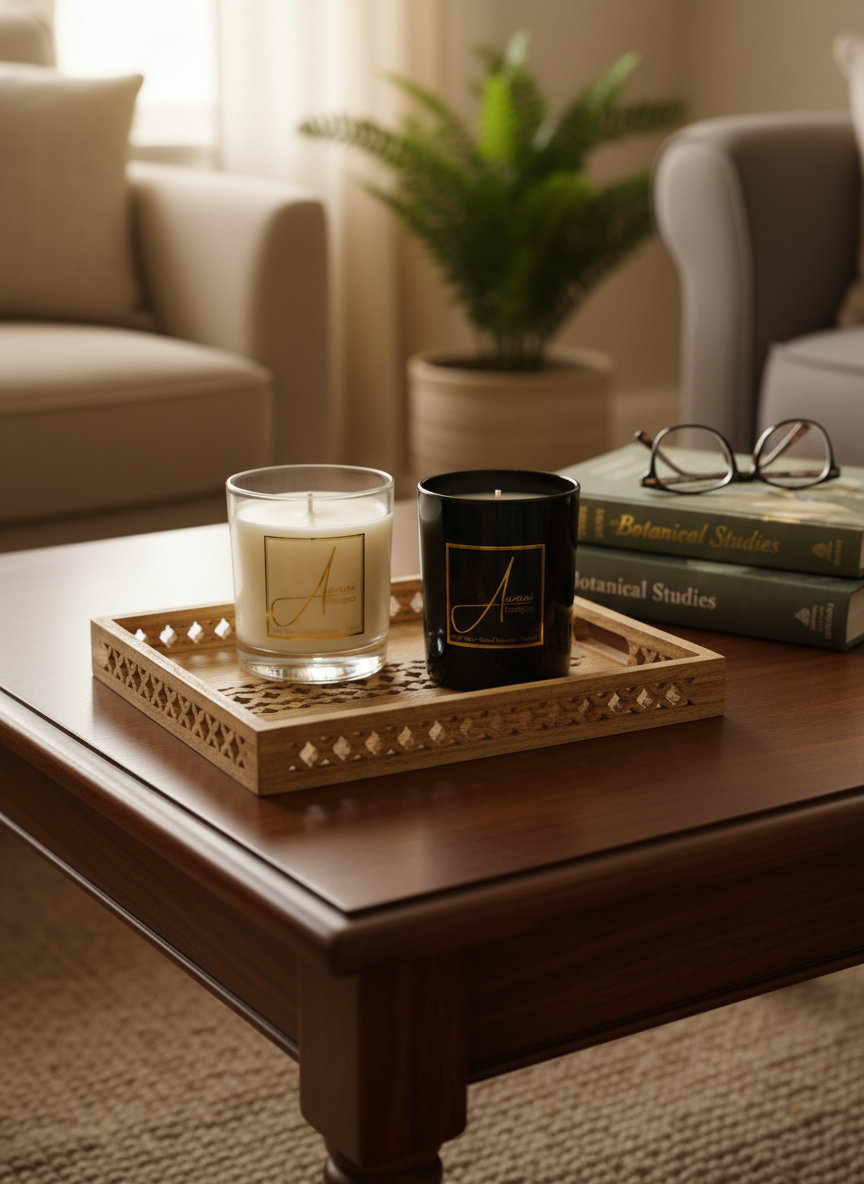 Aumni Scented Candles Clear & Black Coffee Table