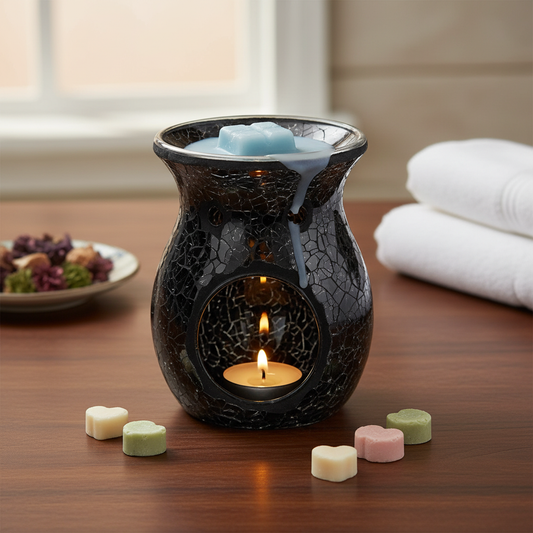 Black Crackle Wax Burner with Melts